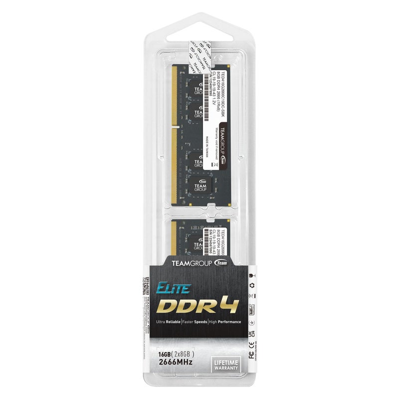 TEAMGROUP Elite DDR4 16GB Kit (2 x 8GB) 2666MHz PC4-21300 CL19 Unbuffered Non-ECC 1.2V SODIMM 260-Pin Laptop Notebook PC Computer Memory Module Ram Upgrade - TED416G2666C19DC-S01 - Image 2